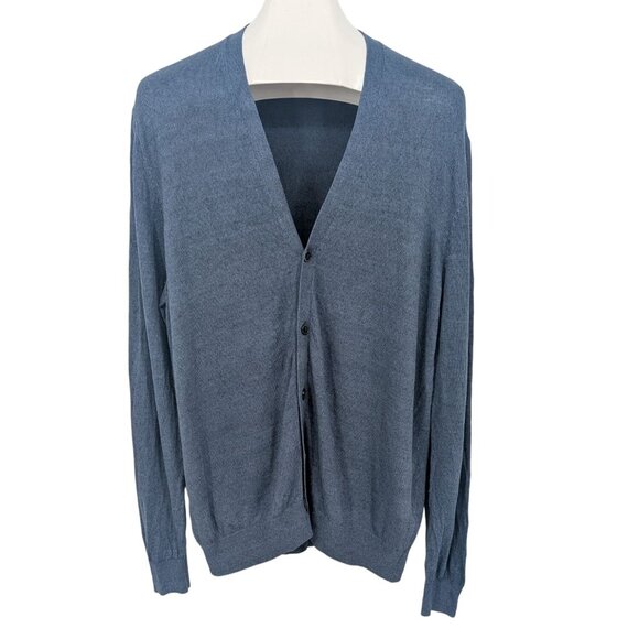 Uniqlo Knit Cardigan Men Size XL Button Up Linen Blend Minimalist Preppy Office - Picture 1 of 11